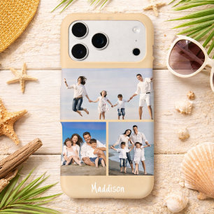 Modern Monogram 3 Photo Collage Sand Cream Beige