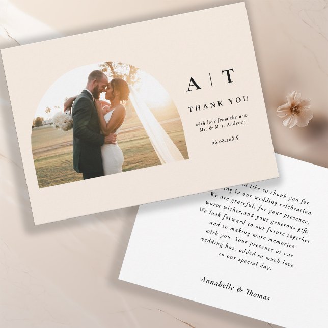 Modern Monogram 3 Photo Thank You    (Creator Uploaded)