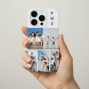 Modern Monogram 5 Photo Collage Cloud Dancer White iPhone 16 Pro Case