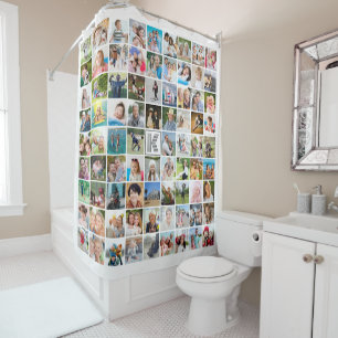 Modern Monogram 80 Photo Collage Custom Shower Curtain