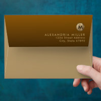 Modern Monogram Amber Gold Return Address