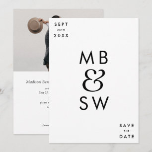 Modern Monogram Ampersand Wedding Photo Save The Date
