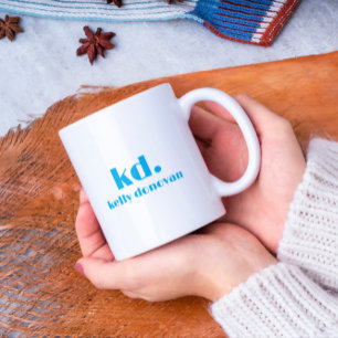 Modern Monogram and Name Minimalistic Design 9 Two-Tone Coffee Mug