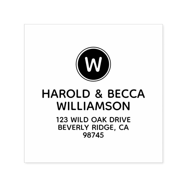 Modern Monogram and Name Return Address Self-inking Stamp (Design)