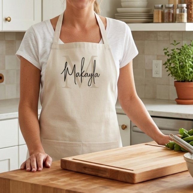Modern Monogram  Apron (Creator Uploaded)