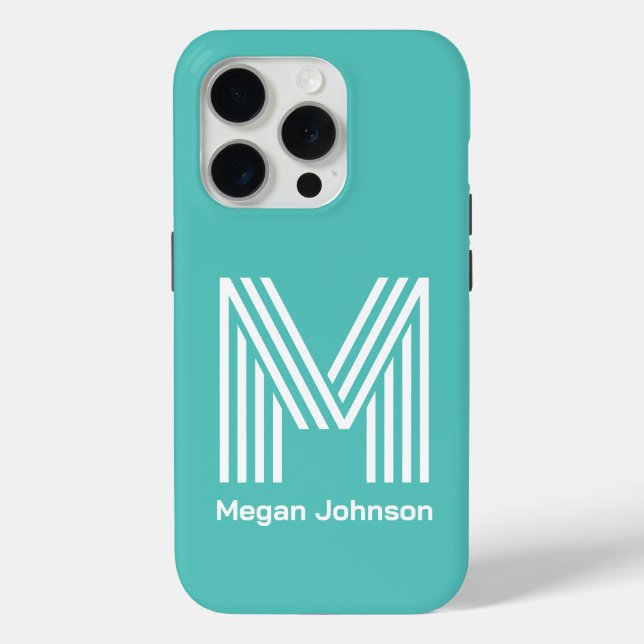 Modern Monogram Aqua Case-Mate iPhone Case (Back)