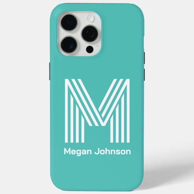 Modern Monogram Aqua Case-Mate iPhone Case (Back)