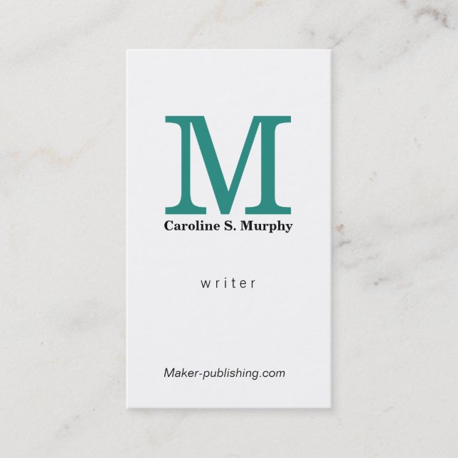 Modern Monogram (aqua green) Business Card (Front)
