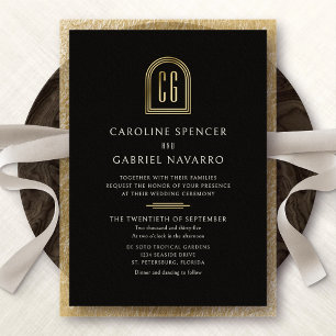 Modern Monogram Arch Wedding Foil Invitation