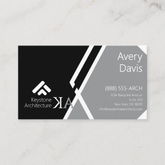 Modern Monogram Architect Bold Black & Grey Business Card