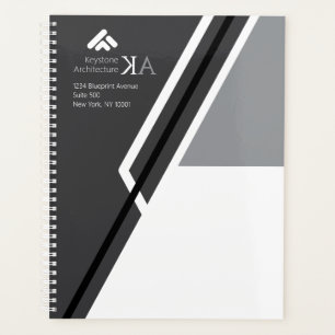 Modern Monogram Architect Bold Black & Grey Planner