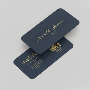 Modern Monogram Architect Elegant Blue Business Card