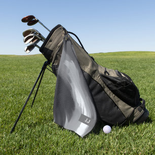 Modern Monogram Black and White Abstract Artistic Golf Towel