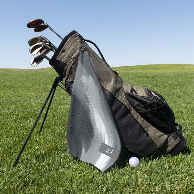 Modern Monogram Black and White Abstract Artistic Golf Towel (Creator Uploaded)
