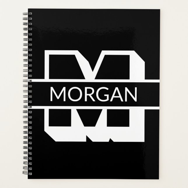 Modern monogram black and white bold typography planner (Front)