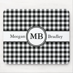 Modern Monogram Black And White Pattern Mouse Pad