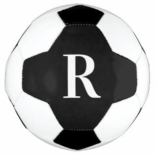 Modern Monogram Black and White Soccer Ball
