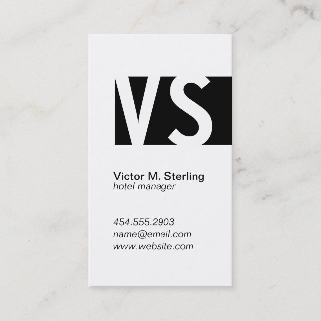 Modern Monogram (black) Business Card (Front)