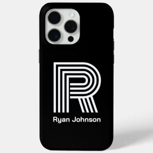 Modern Monogram Black iPhone 15 Pro Max Case