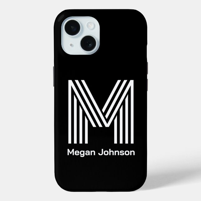 Modern Monogram Black Case-Mate iPhone Case (Back)