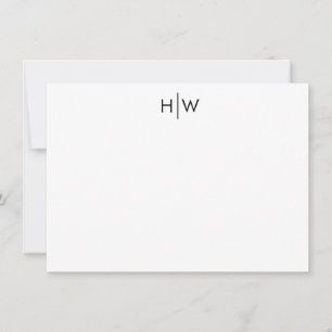 Modern Monogram Black Flat Note Card