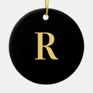 Modern Monogram Black Gold Ceramic Tree Decoration