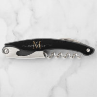 Modern Monogram Black Gold Elegant Script Name