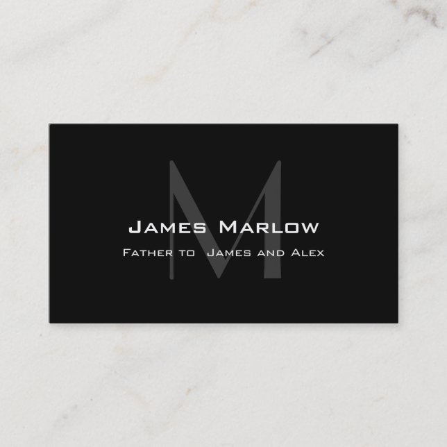 Modern Monogram Black Grey Daddy Calling Card (Front)