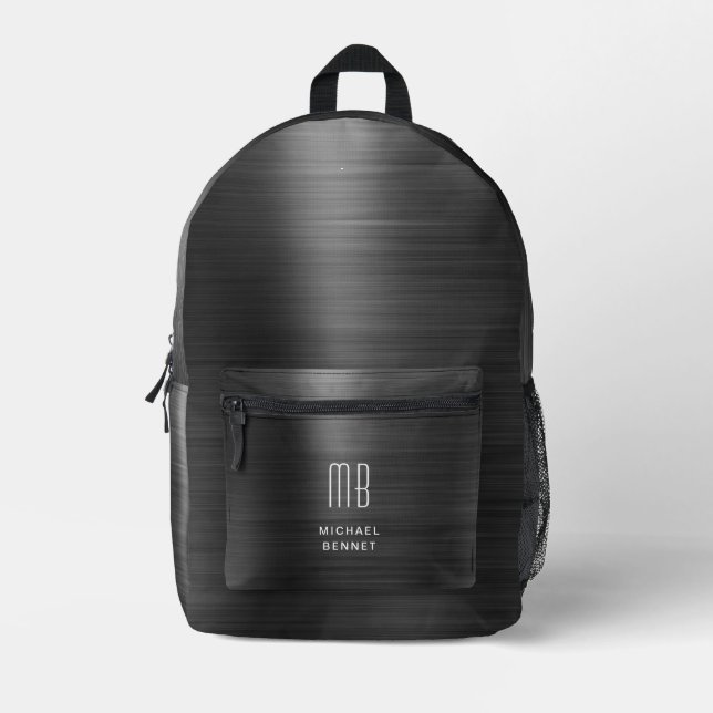 Modern Monogram Black Printed Backpack (Front)