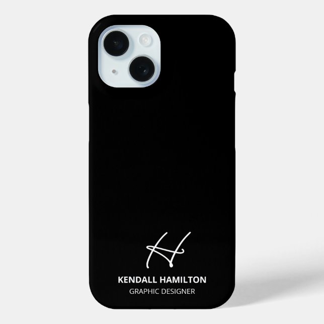 Modern Monogram Black Professional Chic Case-Mate iPhone Case (Back)