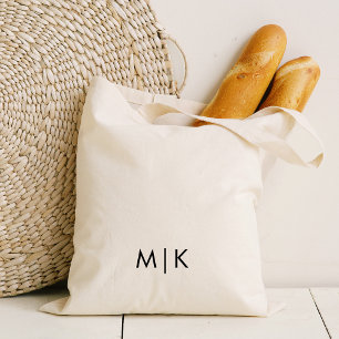 Modern Monogram Black Text Tote Bag