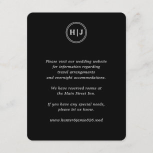 Modern Monogram Black Wedding Enclosure Card