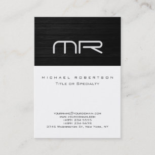 Modern Monogram Black White Business Card