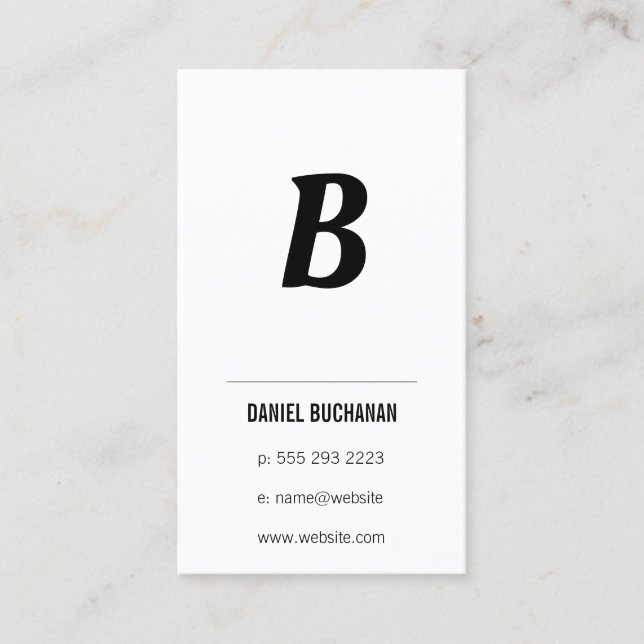 Modern Monogram (Black / White) Business Card (Front)