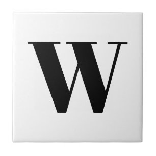 Modern monogram black white custom initial letter tile
