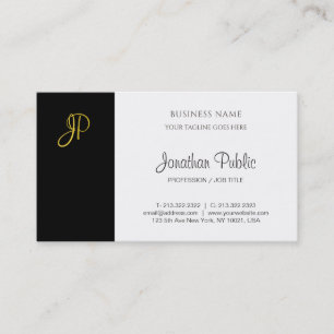Modern Monogram Black White Gold Company Template Business Card
