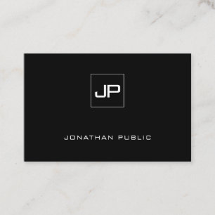 Modern Monogram Black White Plain Professional Business Card