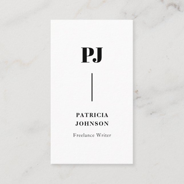 Modern Monogram Black & White Professional  Business Card (Front)