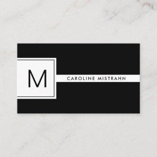 Modern Monogram Black & White Professional Business Card