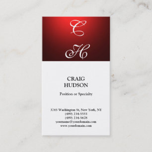 Modern Monogram Black White Red Business Card