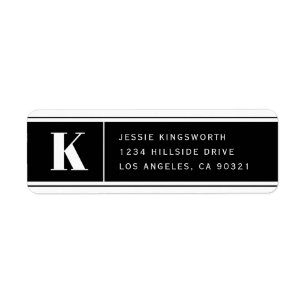 Modern Monogram Black & White Return Address
