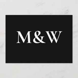 Modern Monogram Black & White Wedding Reception Enclosure Card