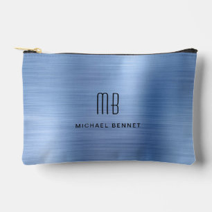 Modern Monogram Blue Accessory Pouch