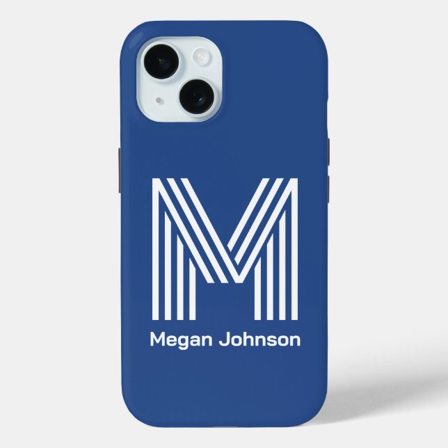 Modern Monogram Blue Case-Mate iPhone Case (Back)