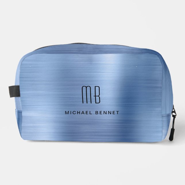 Modern Monogram Blue Dopp Kit (Front)