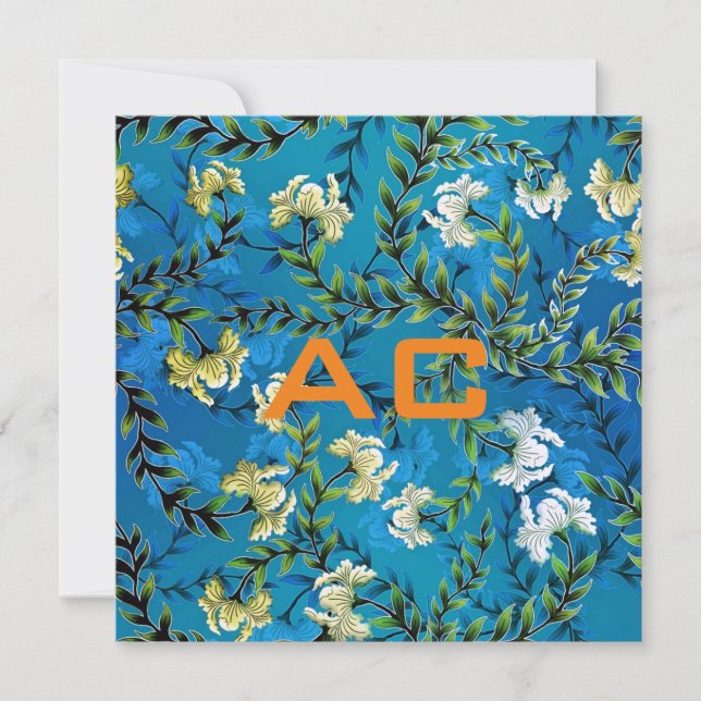 Modern Monogram Blue Floral Chic (Front)