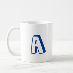 Modern monogram blue fun typography initial letter coffee mug
