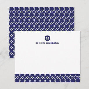Modern Monogram Blue Geometric Thank You Card