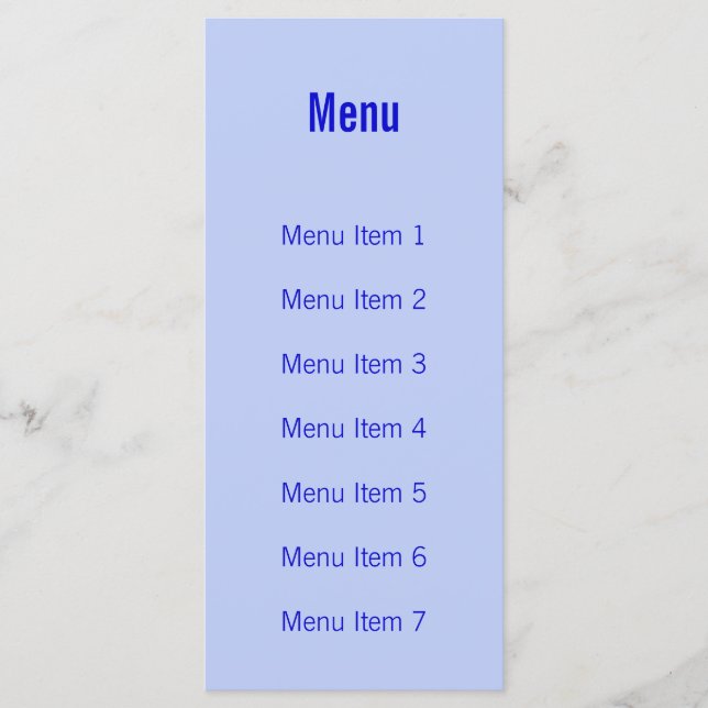 Modern Monogram - Blue Menu (Front)
