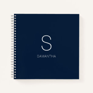 Modern Monogram Blue Minimalistic Name Notebook